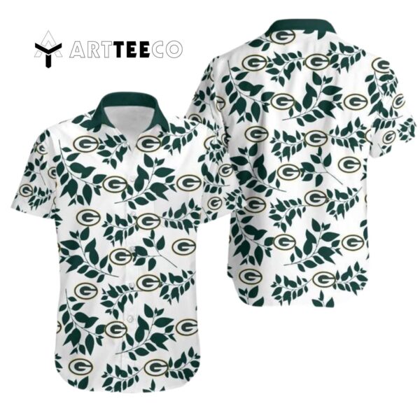 Green Bay Packers Logo And Leaves Hawaiian Shirt 1