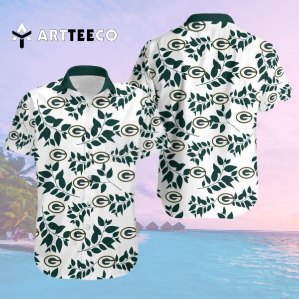Green Bay Packers Logo And Leaves Hawaiian Shirt 2