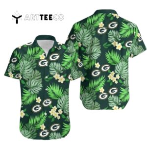 Green Bay Packers Logo And Leaves V1 Hawaiian Shirt 1