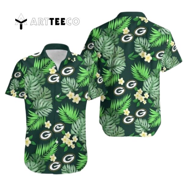 Green Bay Packers Logo And Leaves V1 Hawaiian Shirt 1