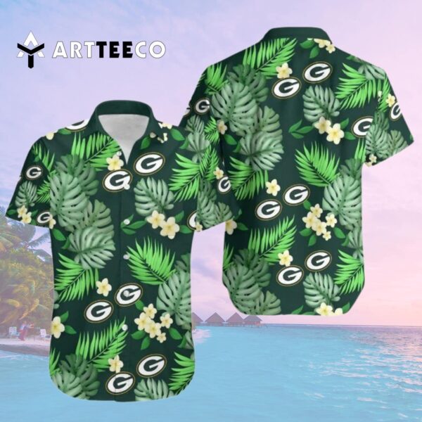 Green Bay Packers Logo And Leaves V1 Hawaiian Shirt 2