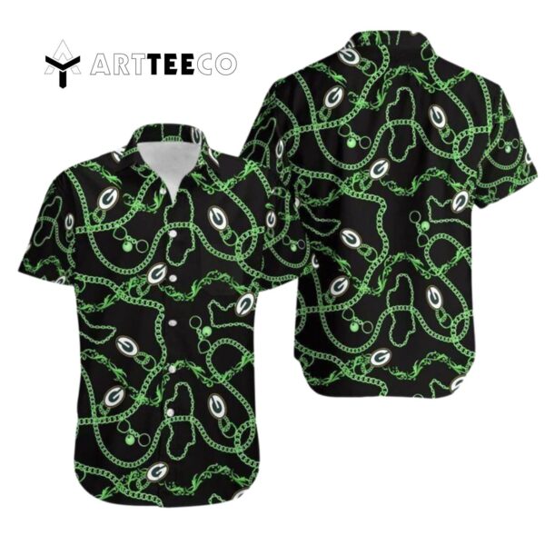 Green Bay Packers Logo Black Background Hawaiian Shirt 1