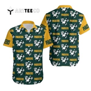 Green Bay Packers Mickey And Flowers Hawaiian Shirt 1