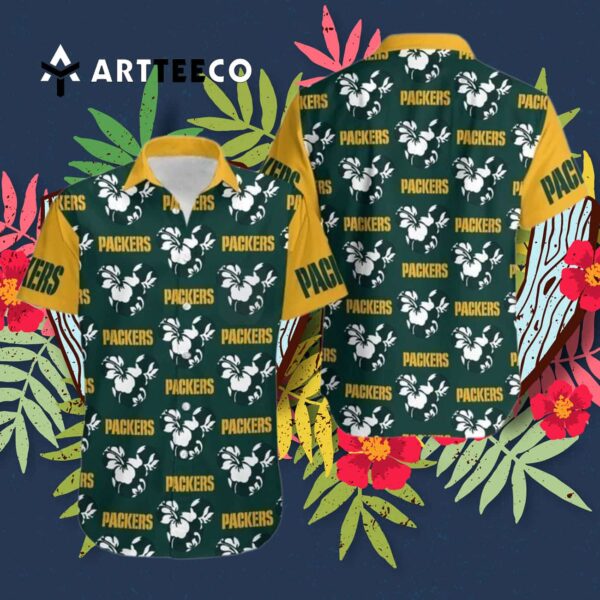 Green Bay Packers Mickey And Flowers Hawaiian Shirt 3