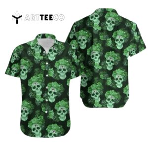 Green Bay Packers Mystery Skull And Flower Hawaiian Shirt 1