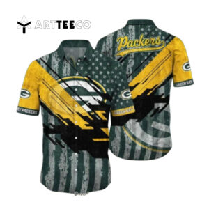 Green Bay Packers Nfl American Flag Hawaiian Shirt 1