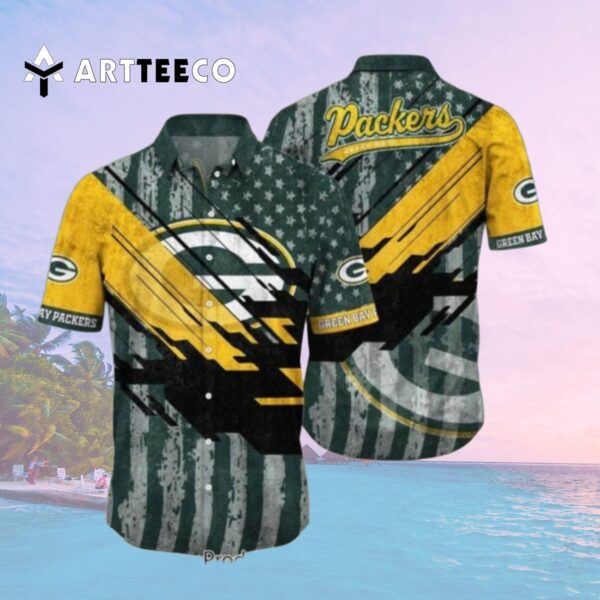 Green Bay Packers Nfl American Flag Hawaiian Shirt 2