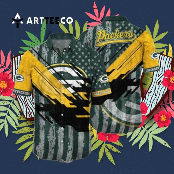 Green Bay Packers Nfl American Flag Hawaiian Shirt 3