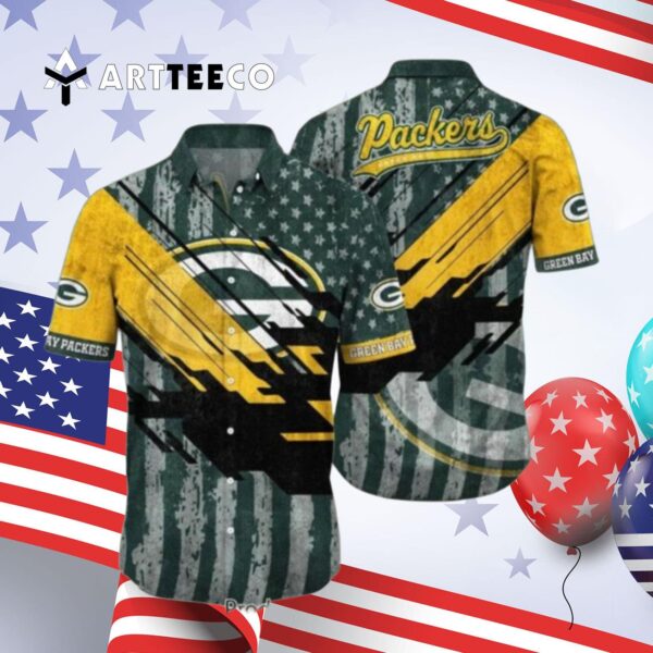 Green Bay Packers Nfl American Flag Hawaiian Shirt 4