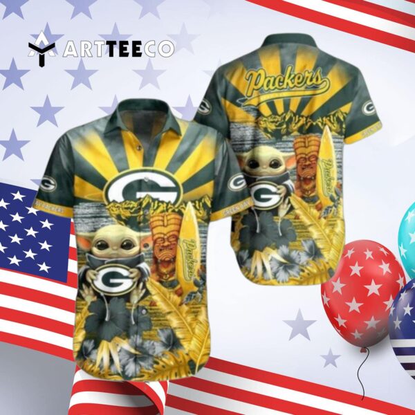 Green Bay Packers Nfl Baby Yoda Hawaiian Shirt 4