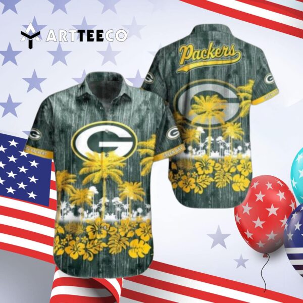 Green Bay Packers Nfl Graphic Tropical Pattern Hawaiian Shirt 4