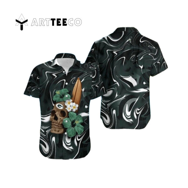 Green Bay Packers Nfl Skull Halloween V1 Hawaiian Shirt 1