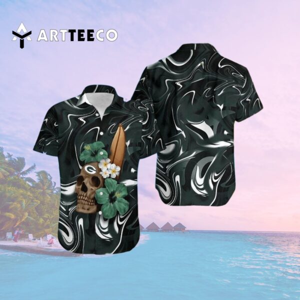 Green Bay Packers Nfl Skull Halloween V1 Hawaiian Shirt 2