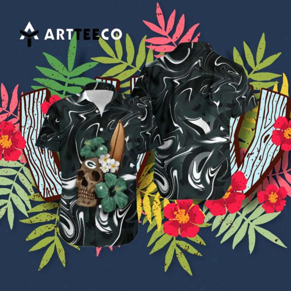Green Bay Packers Nfl Skull Halloween V1 Hawaiian Shirt 3