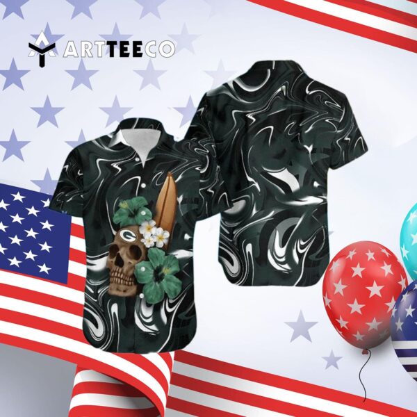 Green Bay Packers Nfl Skull Halloween V1 Hawaiian Shirt 4