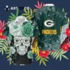 Green Bay Packers Skull Flowers Hawaiian Shirt 3