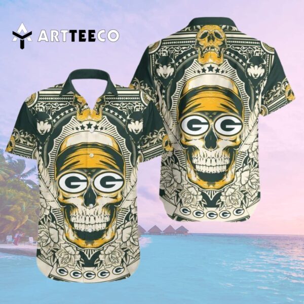 Green Bay Packers Skull Magic Hawaiian Shirt 2
