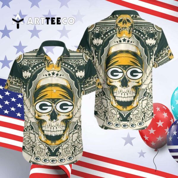 Green Bay Packers Skull Magic Hawaiian Shirt 4