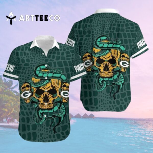 Green Bay Packers Snake And Skull Hawaiian Shirt 2