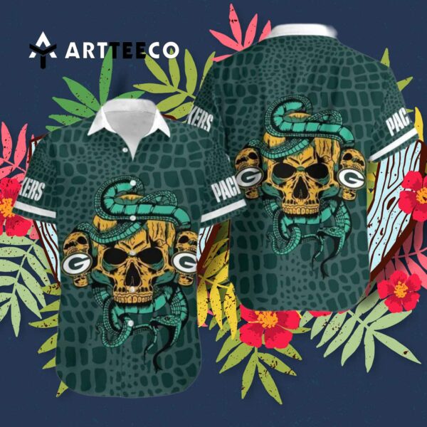 Green Bay Packers Snake And Skull Hawaiian Shirt 3