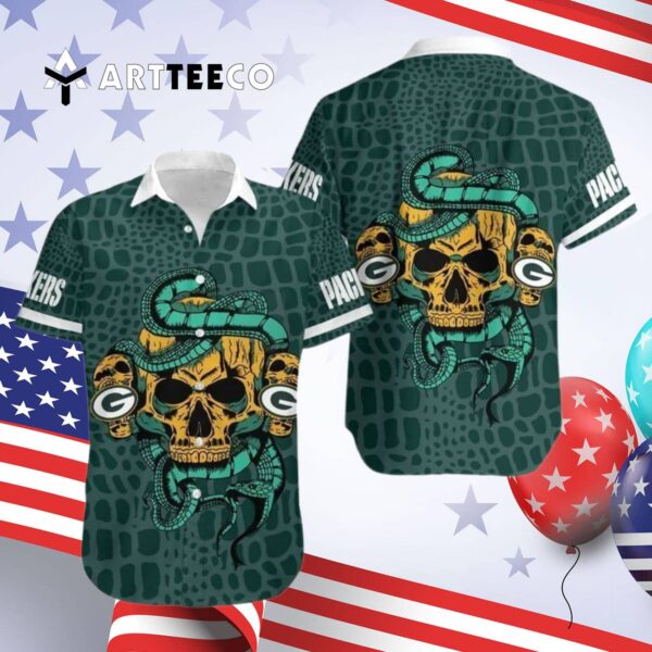 Green Bay Packers Snake And Skull Hawaiian Shirt 4