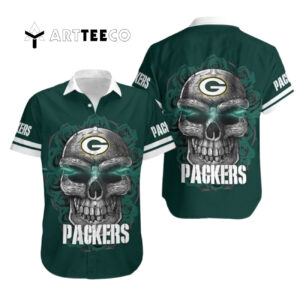Green Bay Packers Stripes And Skull Hawaiian Shirt 1