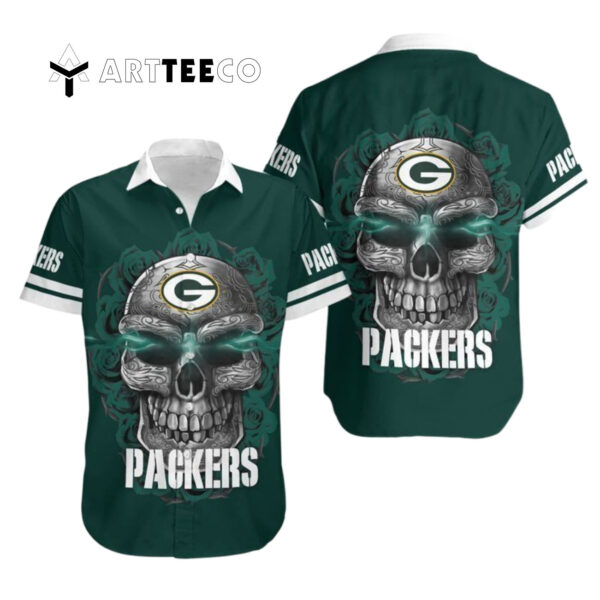 Green Bay Packers Stripes And Skull Hawaiian Shirt 1