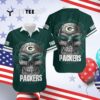 Green Bay Packers Stripes And Skull Hawaiian Shirt 4