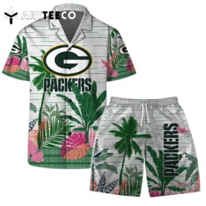 Green Bay Packers Team Logo Pattern Aloha Colorful Retro Hawaiian Shirt and Shorts Set