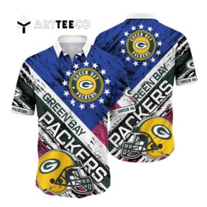 Green Bay Packers Us Flag Pattern Hawaiian Shirt 1
