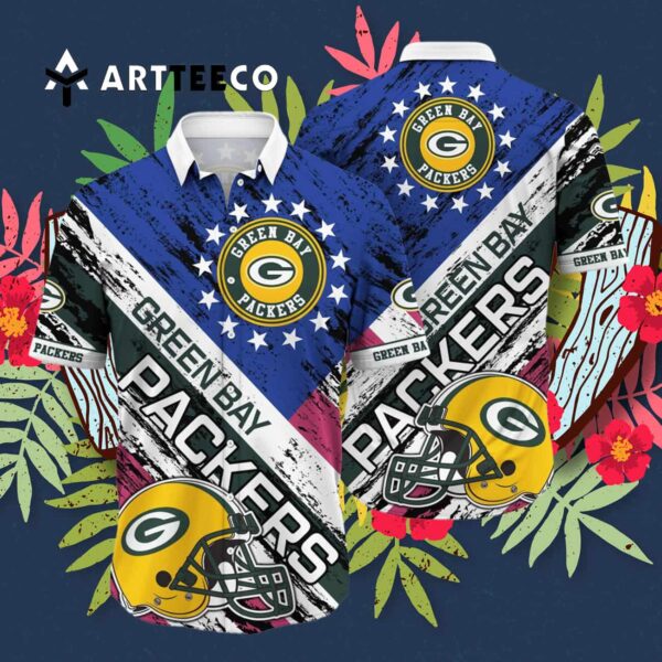 Green Bay Packers Us Flag Pattern Hawaiian Shirt 3