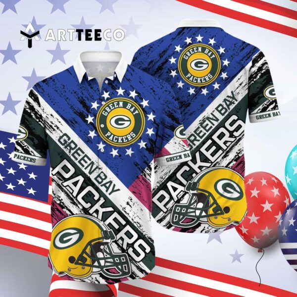 Green Bay Packers Us Flag Pattern Hawaiian Shirt 4