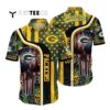 Green Bay Packers Us Flag Skull Pattern Hawaiian Shirt 1