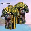 Green Bay Packers Us Flag Skull Pattern Hawaiian Shirt 2