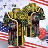 Green Bay Packers Us Flag Skull Pattern Hawaiian Shirt 4