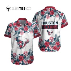 Houston Texans Hibiscus Flowers Hawaiian Shirt 1