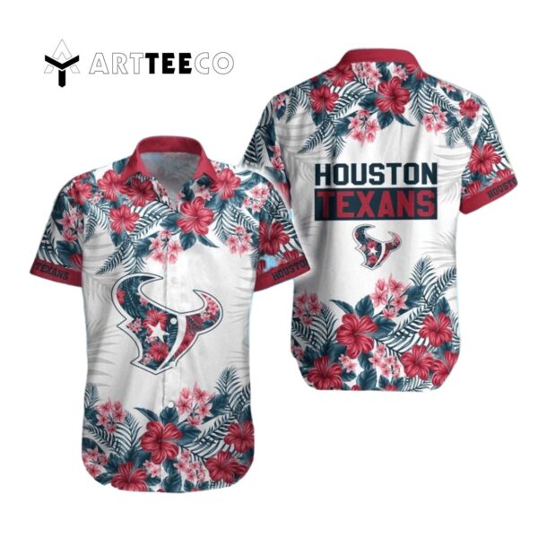 Houston Texans Hibiscus Flowers Hawaiian Shirt 1
