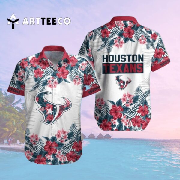 Houston Texans Hibiscus Flowers Hawaiian Shirt 2