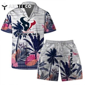 Houston Texans Team Logo Pattern Aloha Colorful Retro Hawaiian Shirt and Shorts Set