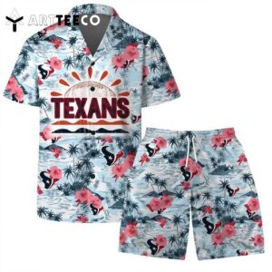 Houston Texans Team Logo Pattern Football Hawaiian Shirt and Shorts Set