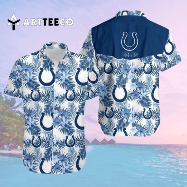 Indianapolis Colts Aloha Leaves Hawaiian Shirt 2