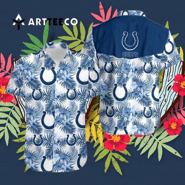 Indianapolis Colts Aloha Leaves Hawaiian Shirt 3