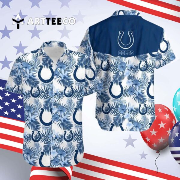 Indianapolis Colts Aloha Leaves Hawaiian Shirt 4