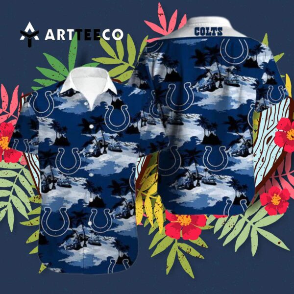 Indianapolis Colts Football Aloha Pattern Hawaiian Shirt 3