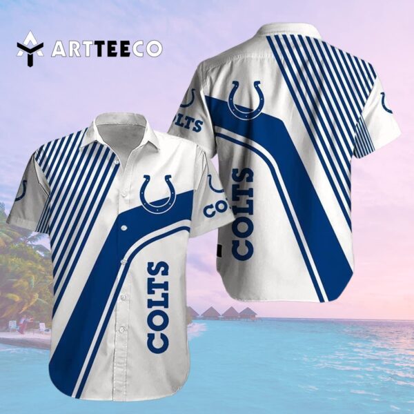 Indianapolis Colts Football Lines Pattern Hawaiian Shirt 2