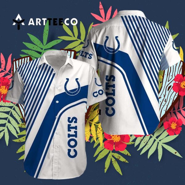 Indianapolis Colts Football Lines Pattern Hawaiian Shirt 3