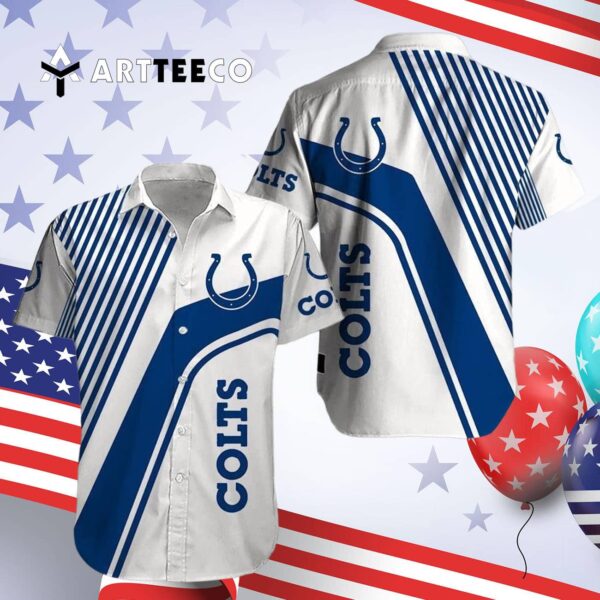 Indianapolis Colts Football Lines Pattern Hawaiian Shirt 4
