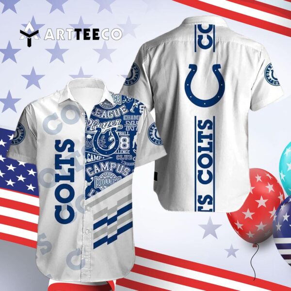 Indianapolis Colts Football Logo Pattern Hawaiian Shirt 4