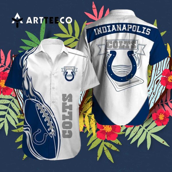 Indianapolis Colts Football Pattern Hawaiian Shirt 3