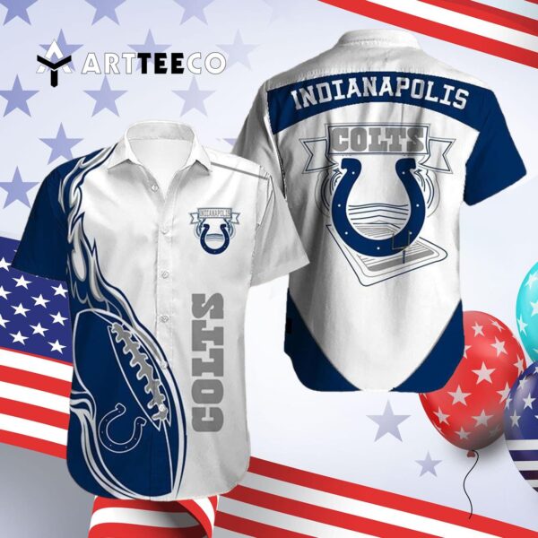 Indianapolis Colts Football Pattern Hawaiian Shirt 4